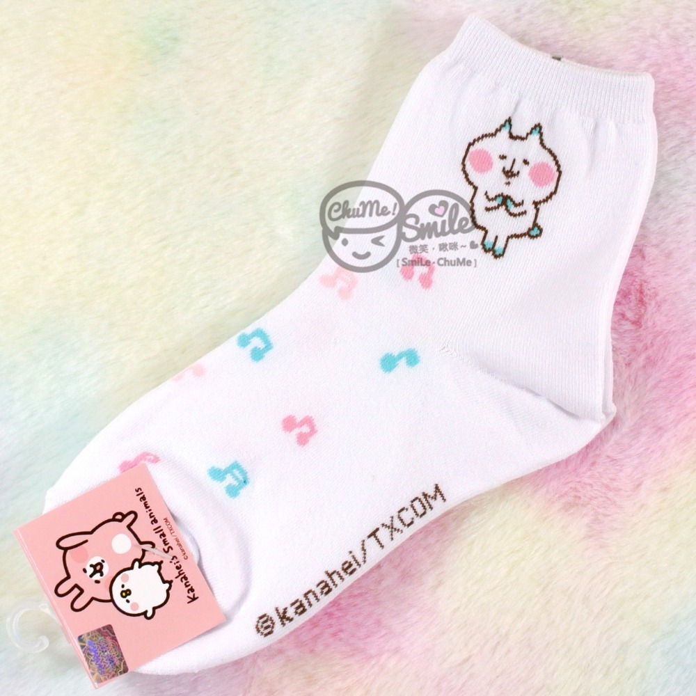 白底短筒襪🧦藍耳貓咪