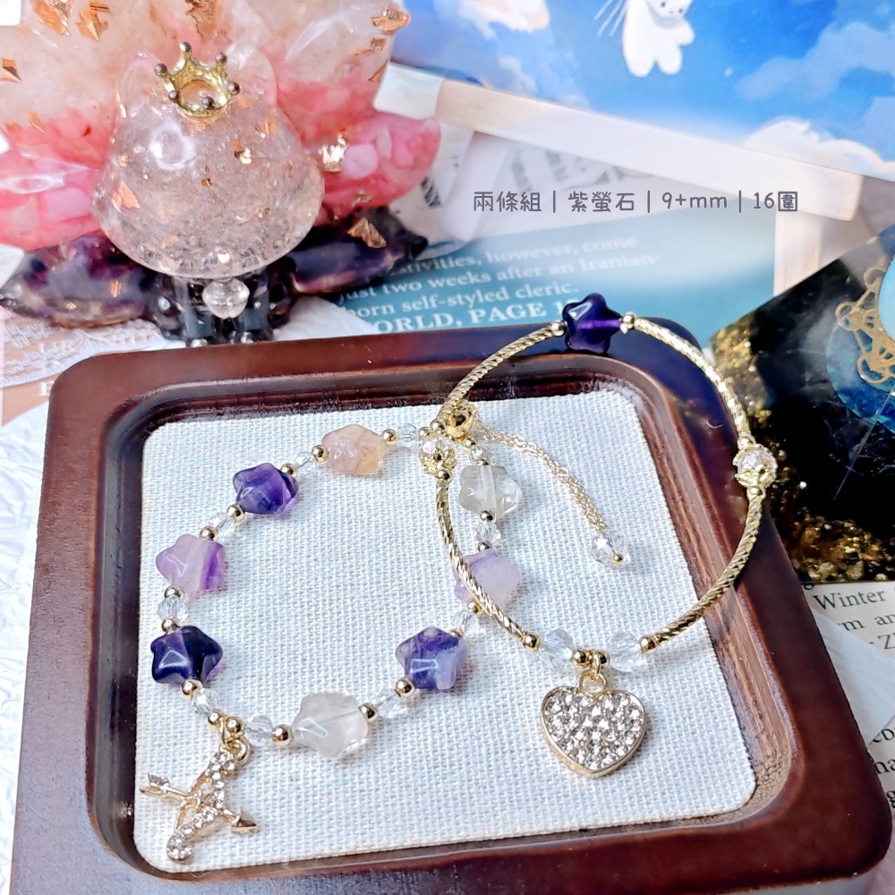 😉Ａ區設計款水晶手串水晶手鍊🔮草莓晶鹽源阿拉善白爆晶翡翠紫鋰輝藍蛋白石螢石粉晶 糖心瑪瑙 蜜蠟 碧璽 藍紋瑪瑙-規格圖4