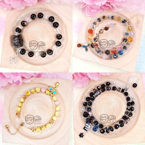 😉Ｂ區設計款水晶手串水晶手鍊🔮藍鳳羽天河石透石膏藍糖心摩根紫水晶鹽源瑪瑙 草莓晶 海藍寶 夢幻虎眼蜜蠟 銀曜石-細節圖3