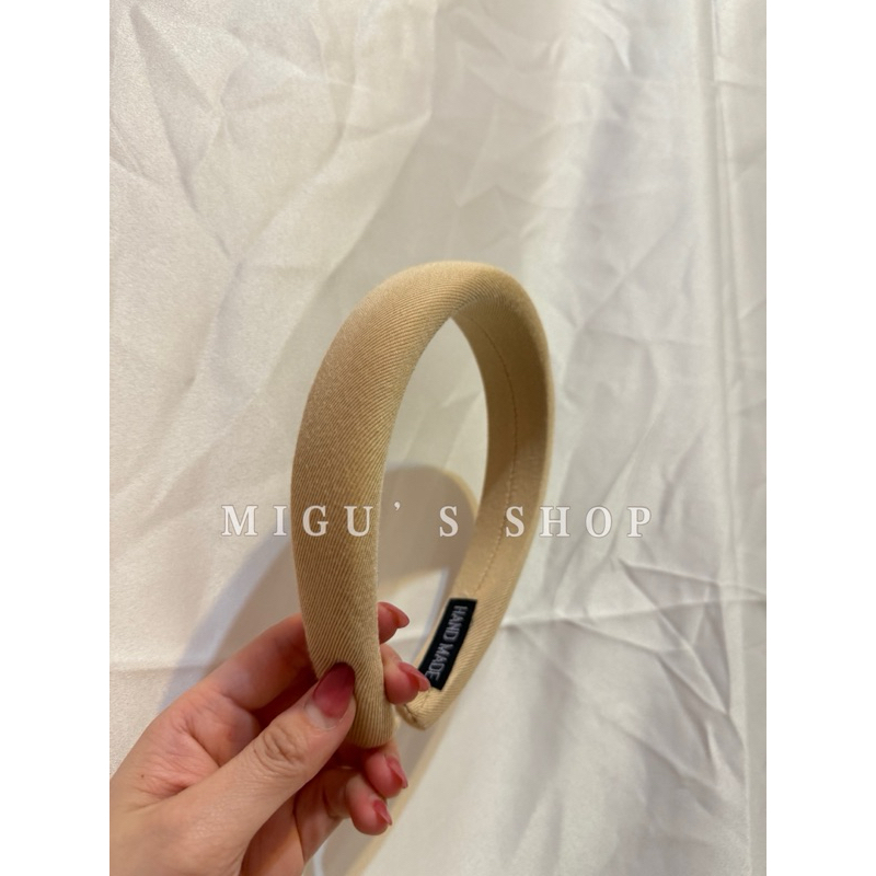 𝐌𝐈𝐆𝐔📷（現+預購） 秋冬海綿髮箍 高顏值髮箍 奶茶色 格紋髮箍 #D03001-細節圖7