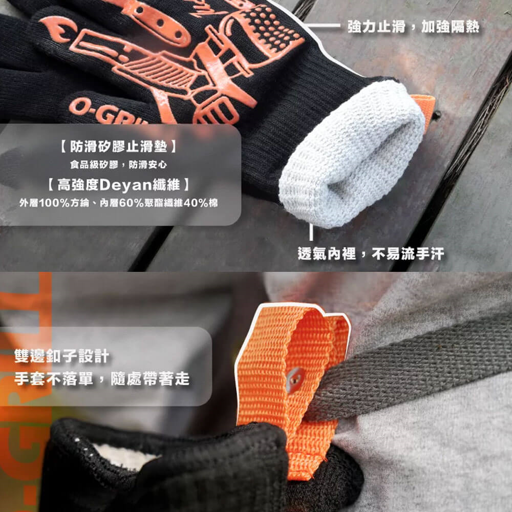 【O-GRILL品牌直營】Grill Gloves 強力止滑防燙隔熱手套-細節圖2