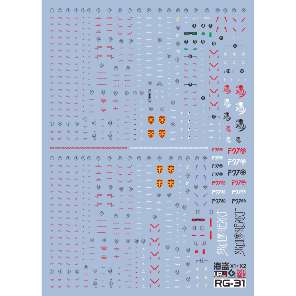 EVO RG海盗水贴 X1 X2 骷髅鋼彈 水貼-細節圖2