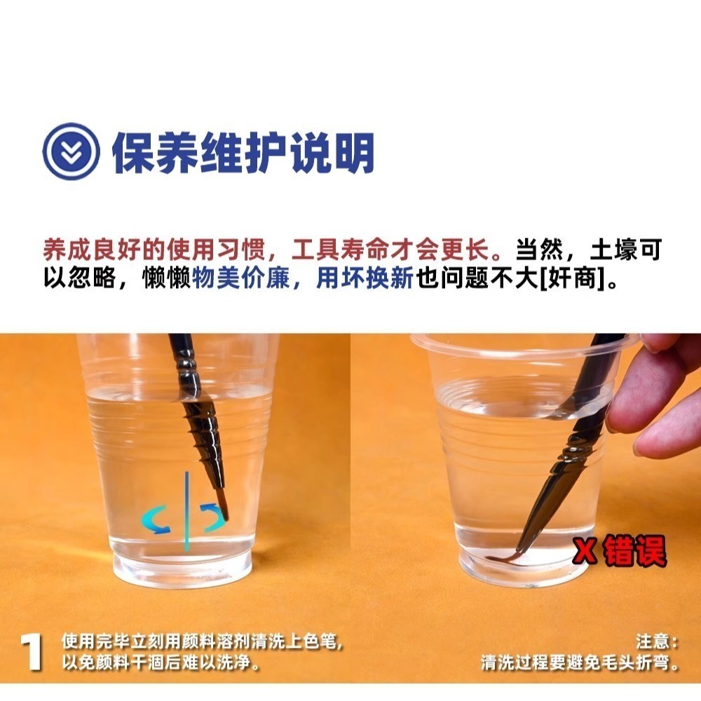懶懶同學+百式四種模式套筆+自動洗筆机(舊化筆面相筆圓頭筆平排筆斜面筆)-細節圖6