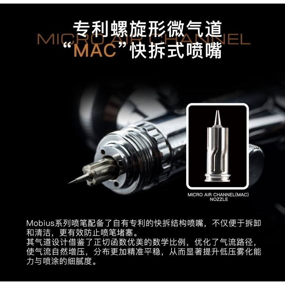 <現貨>伽利略 莫比烏斯 Mobius 0.3 快拆雙動噴筆模型噴灑著色噴筆-細節圖4