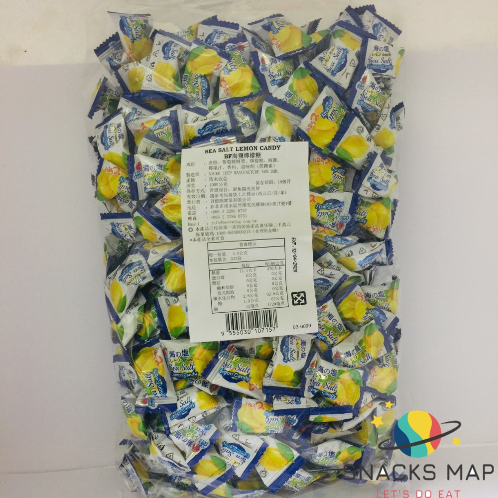 [SNACKS MAP零食地圖]1公斤BF薄荷玫瑰鹽檸檬糖BF海鹽檸檬糖涼糖 喉糖 BIGFOOT馬來西亞原裝1kg-規格圖5