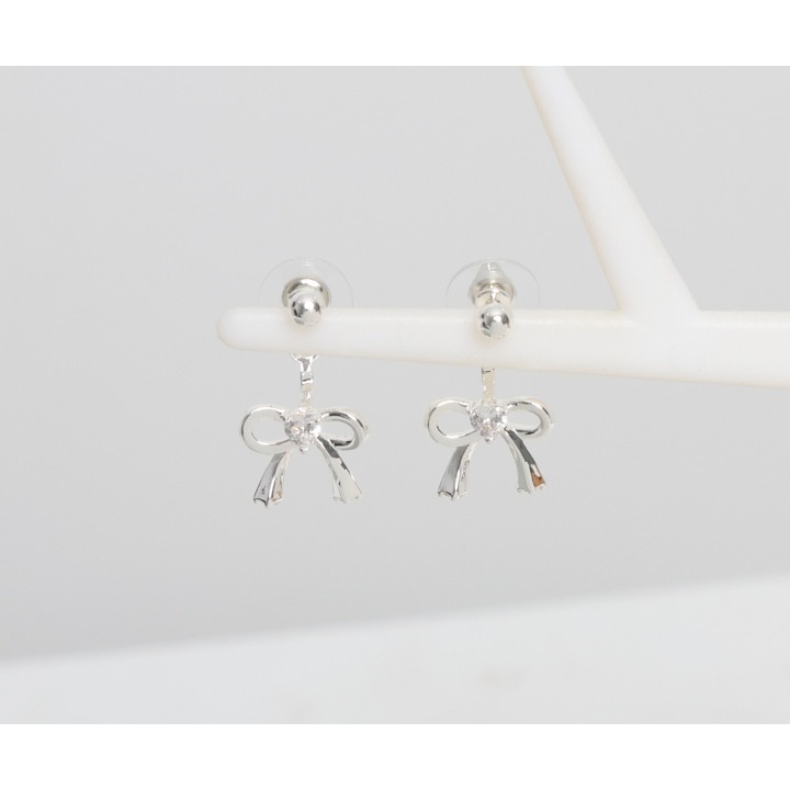 正韓-純白禮結前後扣耳環-細節圖2