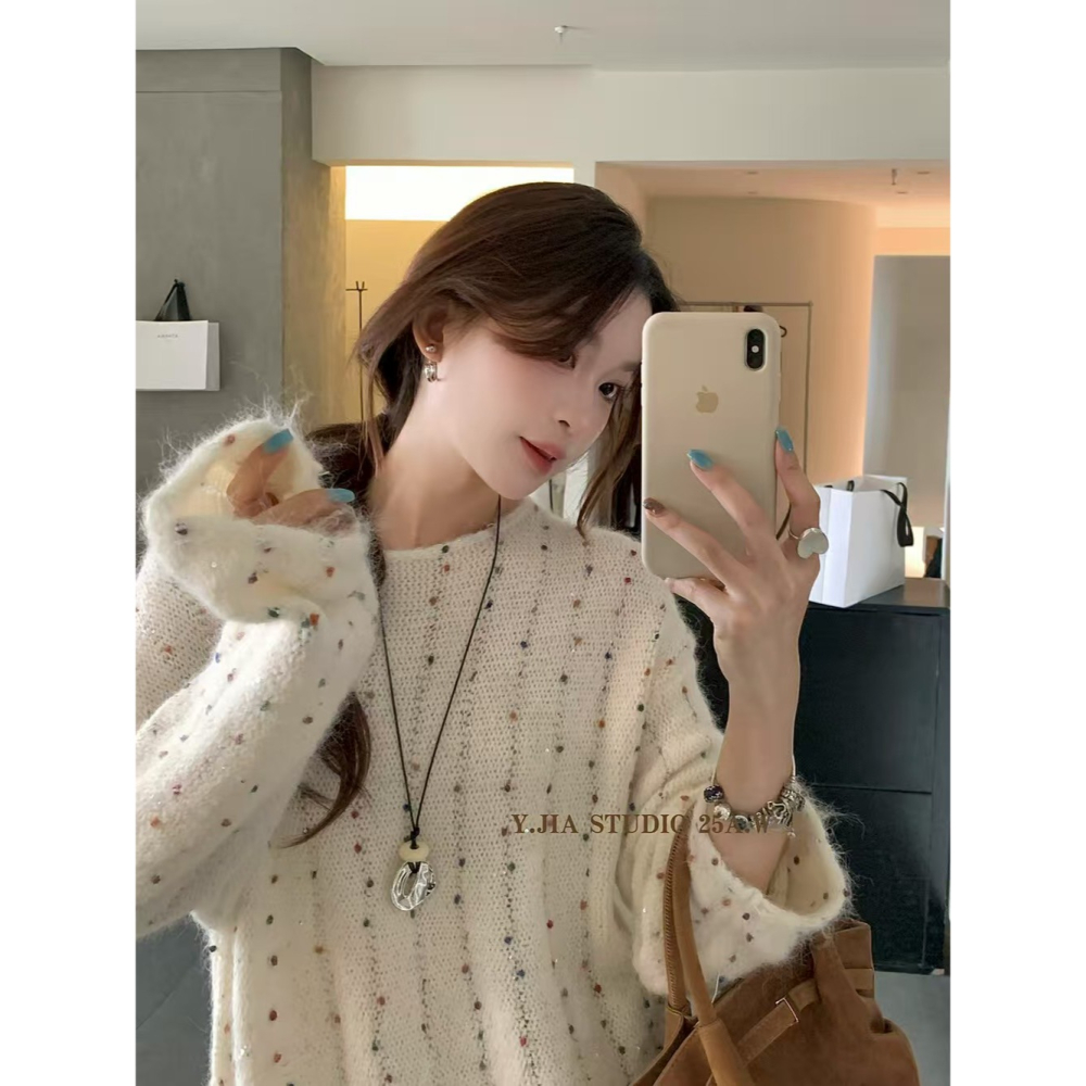 重工亮絲珠片寬鬆百搭針織-細節圖4