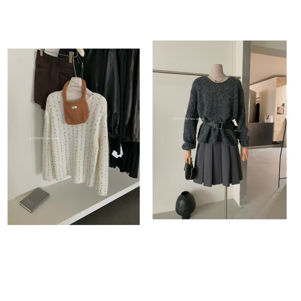 重工亮絲珠片寬鬆百搭針織-細節圖5