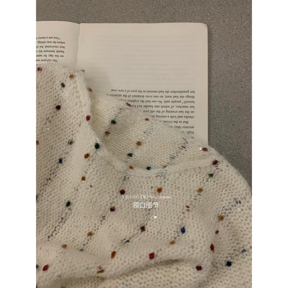 重工亮絲珠片寬鬆百搭針織-細節圖6