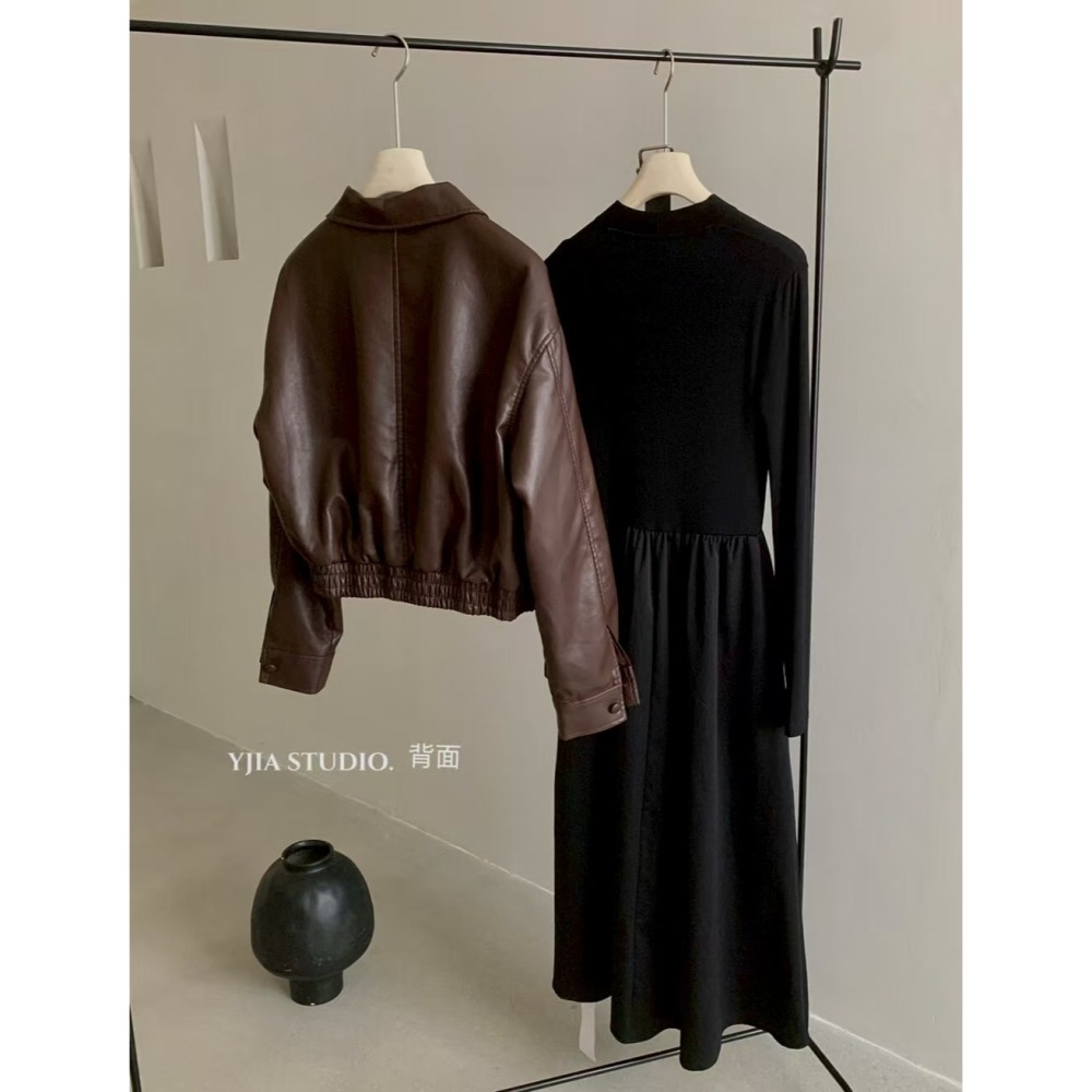 設計感氣質復古收腰顯瘦v領連衣裙（配腰带）-細節圖7