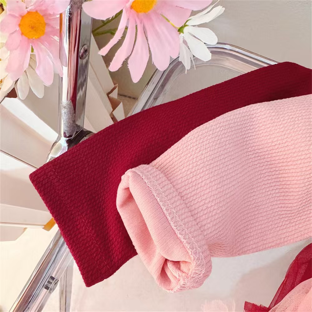 女嬰童網纱拼接長袖蝴蝶结公主連衣裙-細節圖4