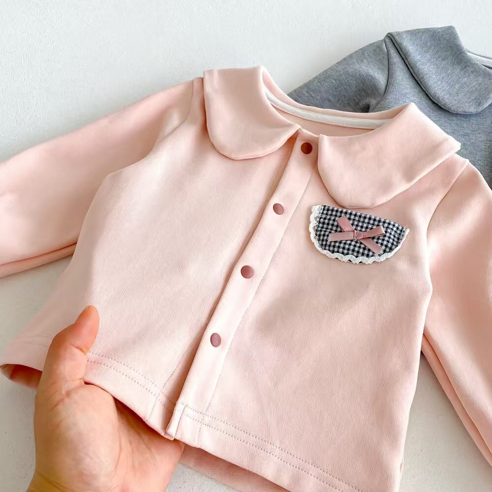 婴幼童蝴蝶结装飾外套+松緊腰舒適裤子套裝-細節圖9