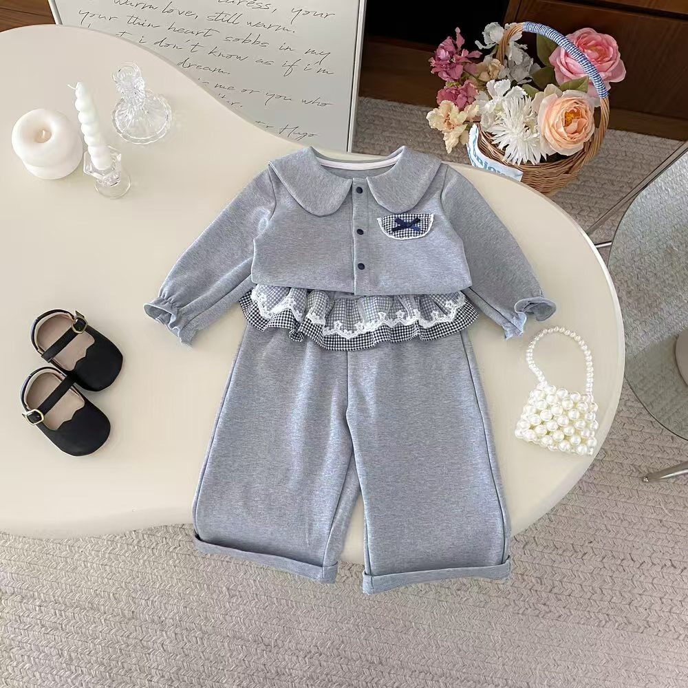 婴幼童蝴蝶结装飾外套+松緊腰舒適裤子套裝-規格圖10