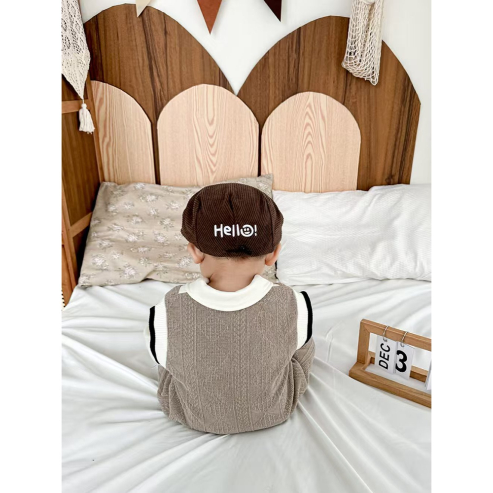 休閒韓系學院風假兩件寶寶外出服連體衣-細節圖3