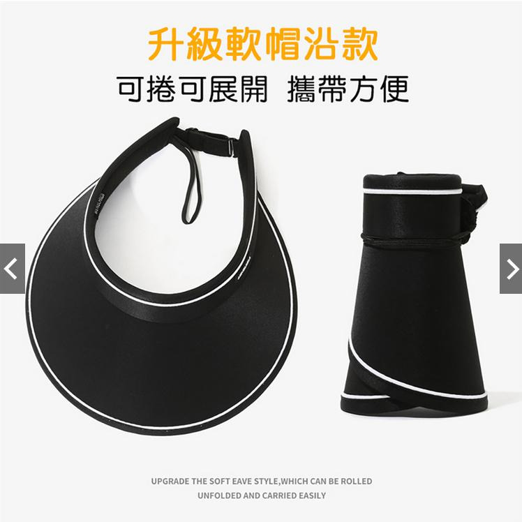 【小魚嚴選 防曬商品】大帽沿可摺疊防曬空頂帽 大帽檐遮陽帽 摺疊好收納  運動爬山遮陽-細節圖4