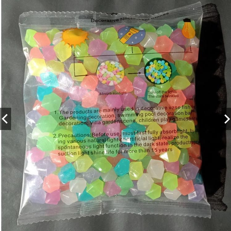 【小魚嚴選 台灣現貨】300顆入菱形夜光發光石 水族造景 家居盆栽 魚缸擺飾 園藝裝飾 開立電子發票-細節圖2