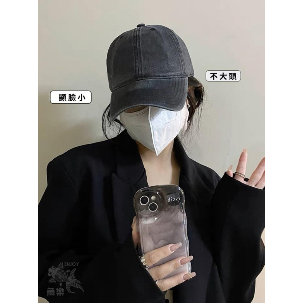 滿199現折10元 【魚樂台灣現貨 蝦皮代開發票】 水洗做舊牛仔布老帽-細節圖2