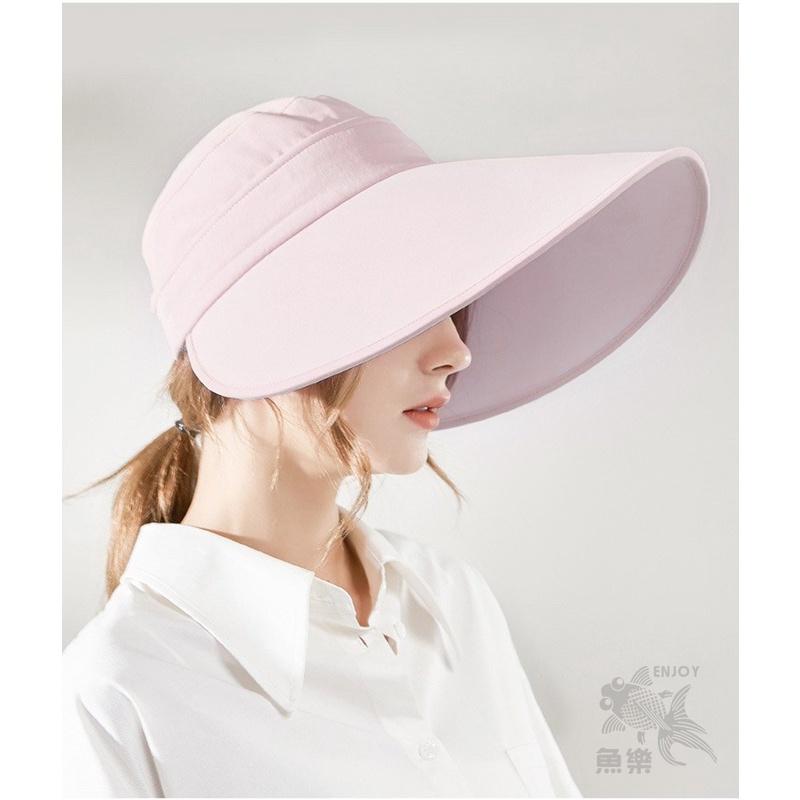 蝦皮店到店隔日配 電子發票【小魚嚴選防曬系列 】可折疊大帽沿防曬帽 大帽簷二合一防曬帽 蝴蝶結遮陽小臉-細節圖5
