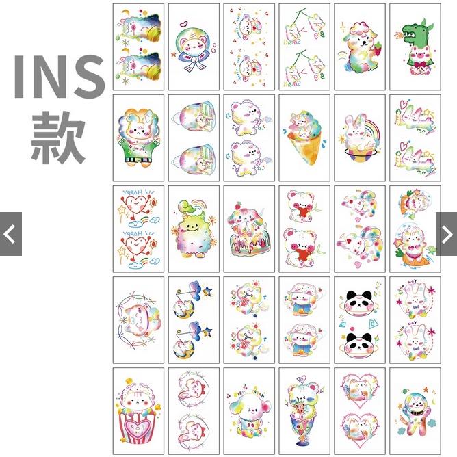 蝦皮店到店隔日配 電子發票【小魚嚴選紋身貼紙 快速出貨 】小清新紋身貼紙 1張1元 彩繪貼紙 人體彩繪 可水洗 紋身-細節圖6