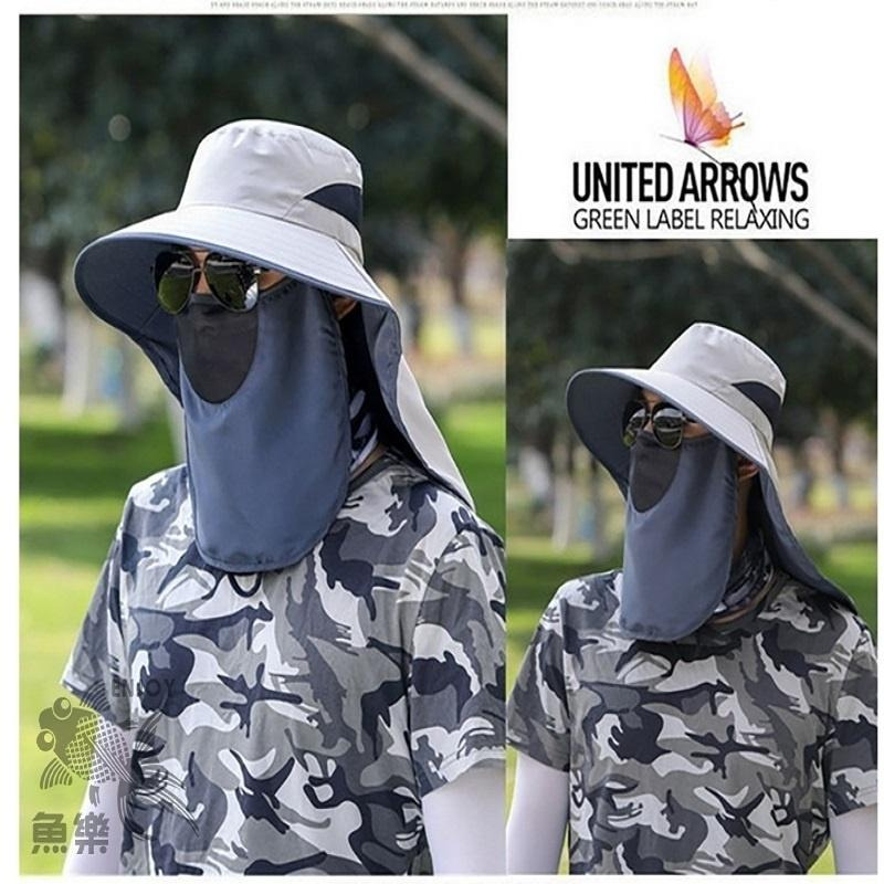 【小魚嚴選防曬系列  快速出貨】夏日必備三合一披肩防曬帽 披肩防曬帽 防曬帽 大帽沿遮陽帽-細節圖9