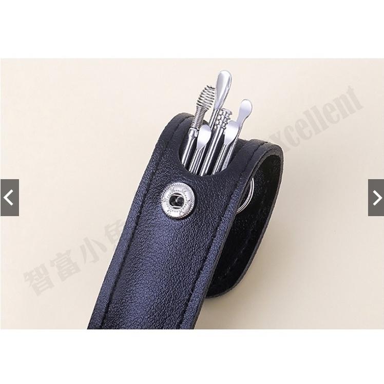 【生活家居 快速出貨 電子發票】不鏽鋼挖耳朵套組附收納套 六件組 耳扒 送禮 交換禮物 挖耳朵-細節圖2