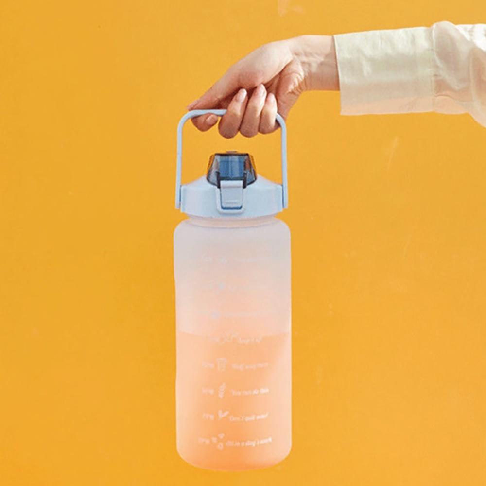 現貨配合蝦皮店到店隔日配【小魚嚴選生活家居】漸變磨砂超大容量2L水壺 兩公升冷水瓶 喝水神器 帶提把水杯 方便攜帶-細節圖5