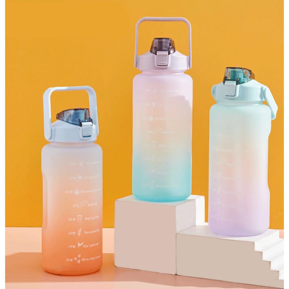 現貨配合蝦皮店到店隔日配【小魚嚴選生活家居】漸變磨砂超大容量2L水壺 兩公升冷水瓶 喝水神器 帶提把水杯 方便攜帶-細節圖8