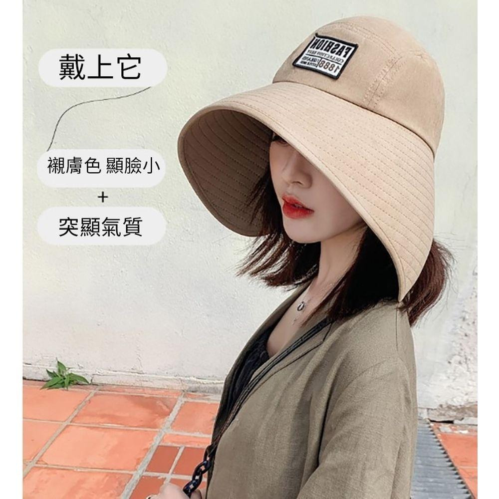 【小魚嚴選 防曬系列】日系優雅可折疊大帽沿防曬帽  附防風帶 可捲收納 修飾臉型-細節圖3
