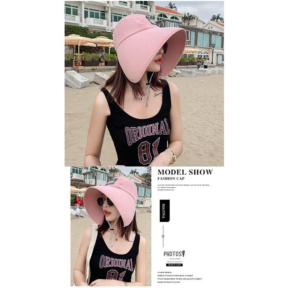 【小魚嚴選 防曬系列】日系優雅可折疊大帽沿防曬帽  附防風帶 可捲收納 修飾臉型-細節圖6