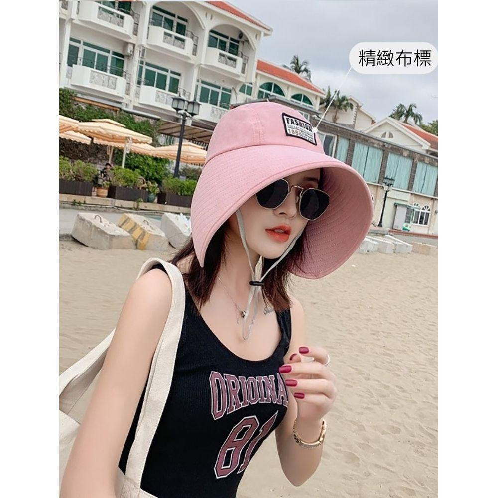 【小魚嚴選 防曬系列】日系優雅可折疊大帽沿防曬帽  附防風帶 可捲收納 修飾臉型-細節圖7