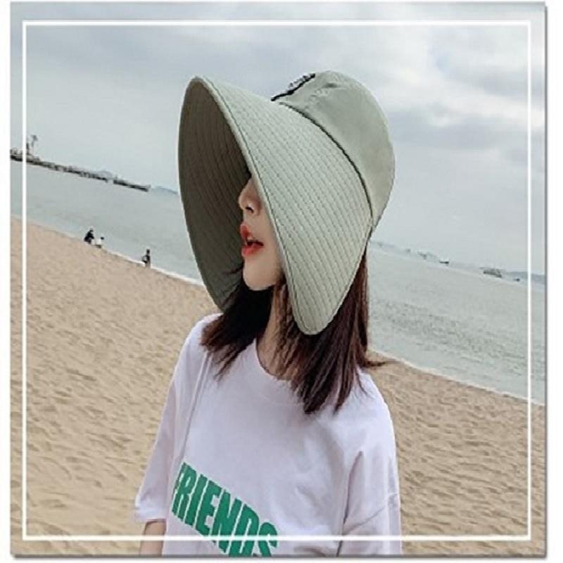 【小魚嚴選 防曬系列】日系優雅可折疊大帽沿防曬帽  附防風帶 可捲收納 修飾臉型-細節圖9