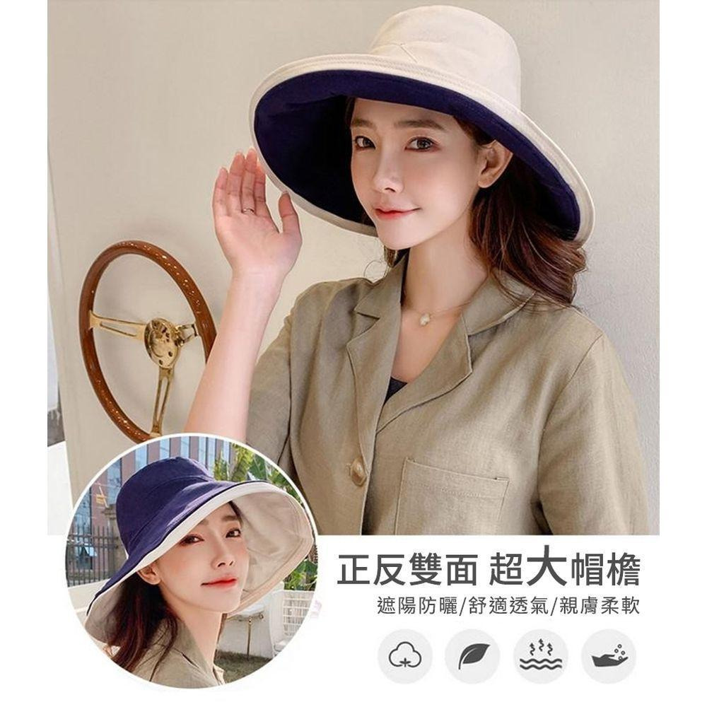 【小魚嚴選台灣現貨】夏日Chill超大帽沿漁夫帽附防風帶-細節圖4