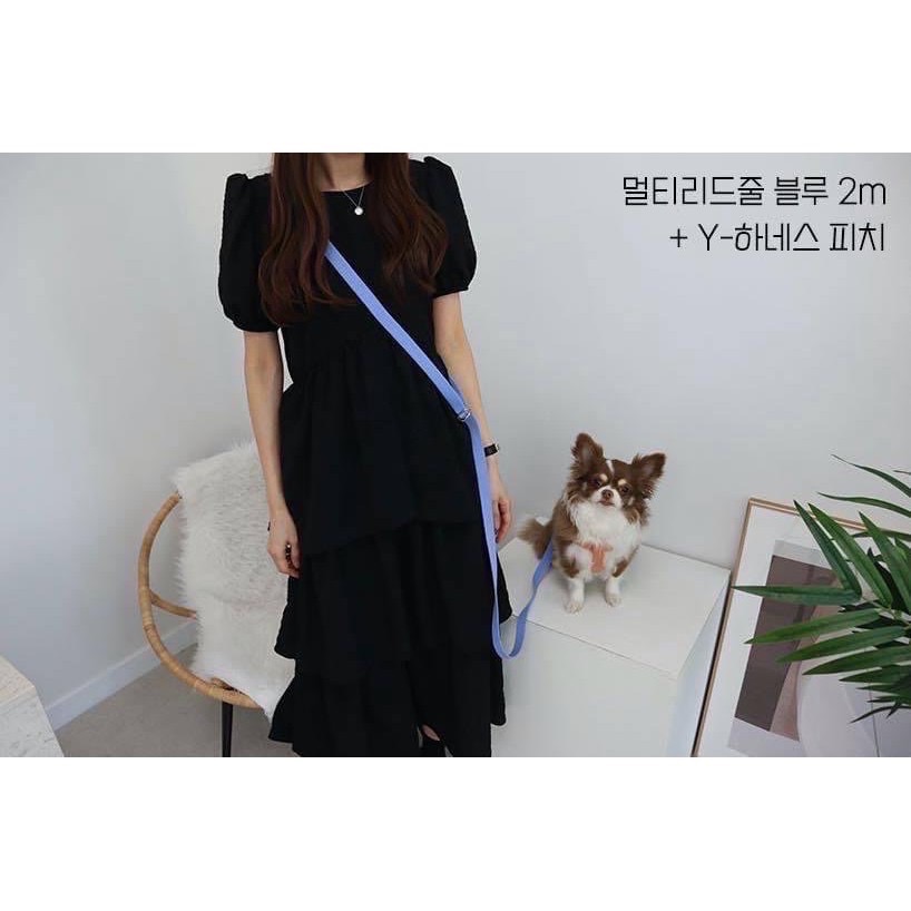 [Glopet]韓國高質感時尚多功能外出寵物牽繩-2M（可斜背、綁腰間）-細節圖2