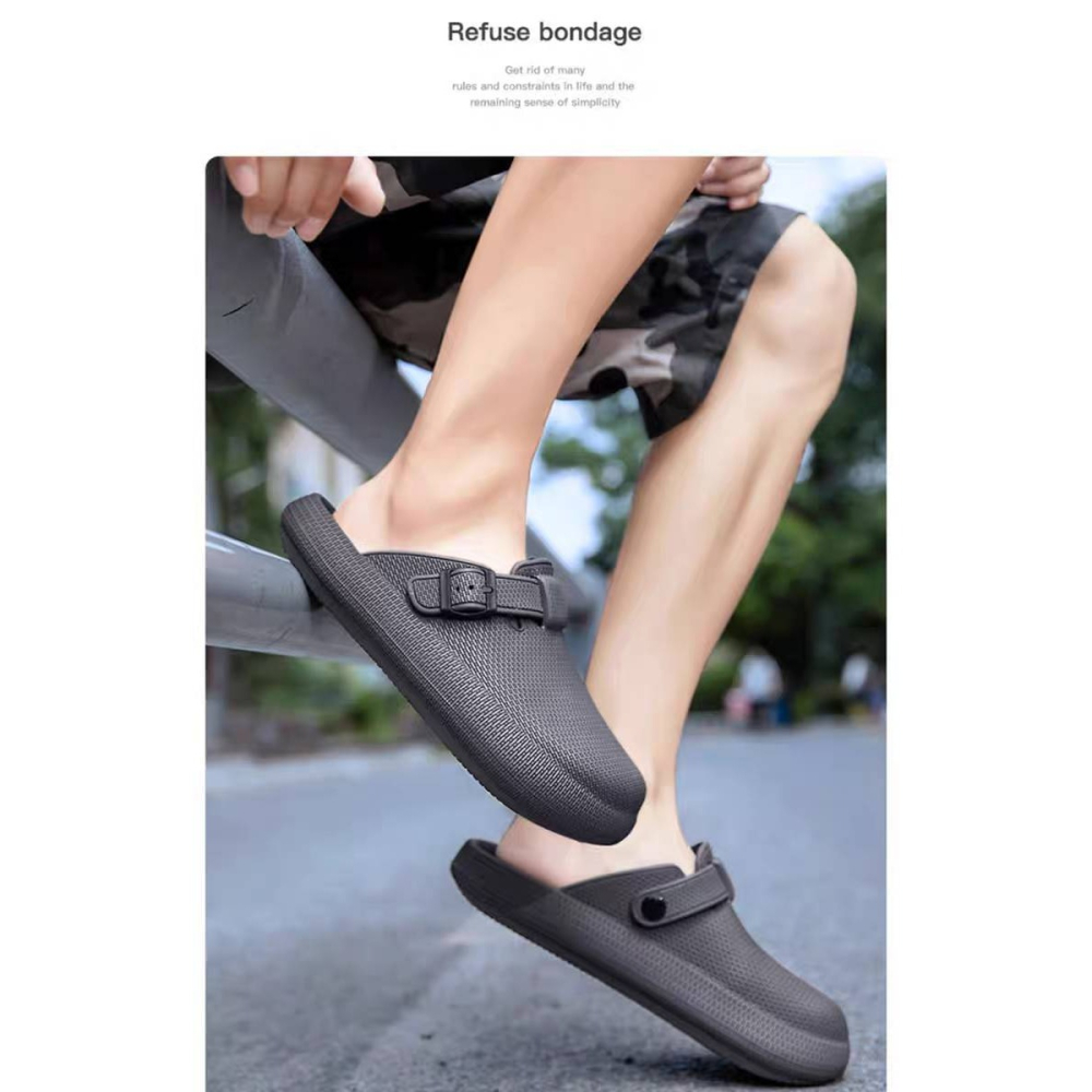 情侶款 防水拖鞋 半拖 懶人鞋 博肯 踩屎感 輕量 防滑 穆勒鞋 包頭拖鞋 男生拖鞋 女生拖鞋 室內拖鞋 A860-細節圖9