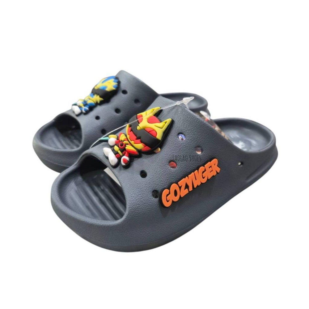 第一戰隊五獸者 兒童拖鞋 防水拖鞋 台灣製 EVA 一體成形 灰色 17-21 GZ57119-細節圖2