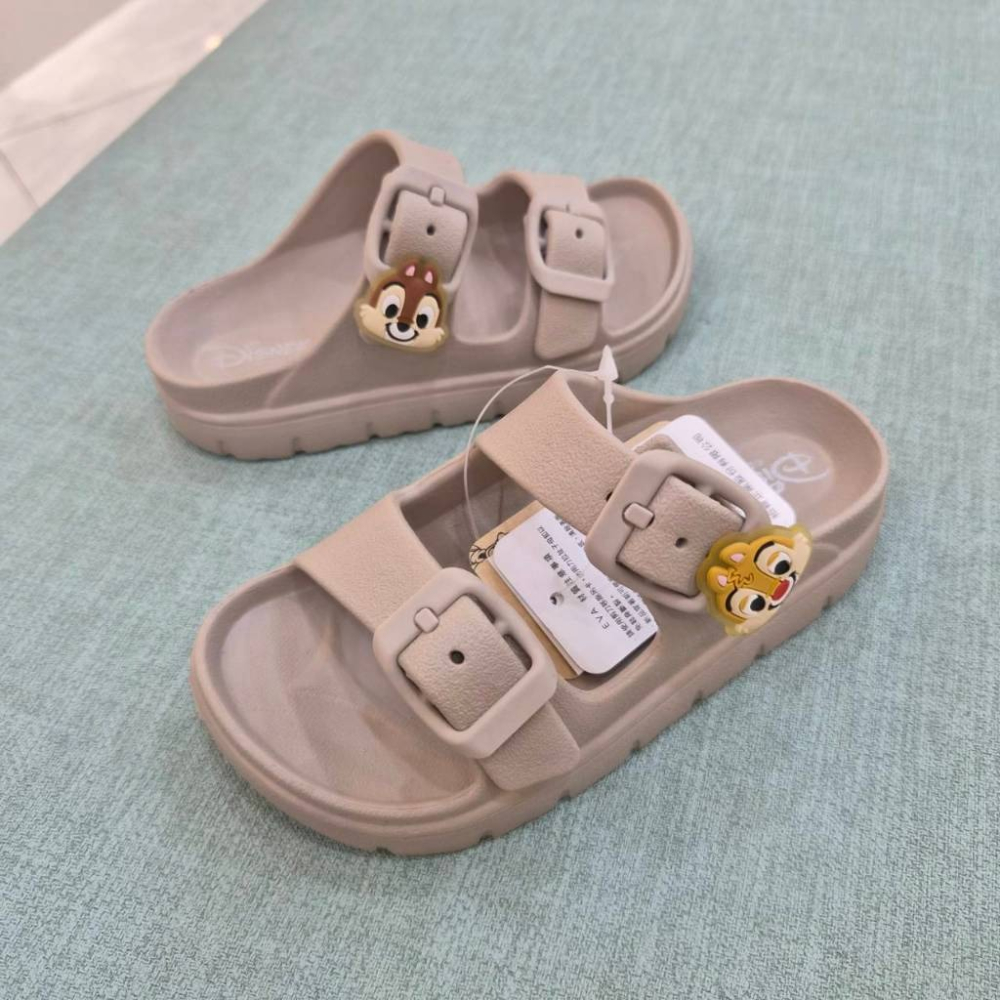 迪士尼 兒童 防水拖鞋 輕量 正版 台灣製 兩條 閃電麥坤 奇奇蒂蒂 小美人魚 長髮公主 大童拖鞋 黑  325063-細節圖6
