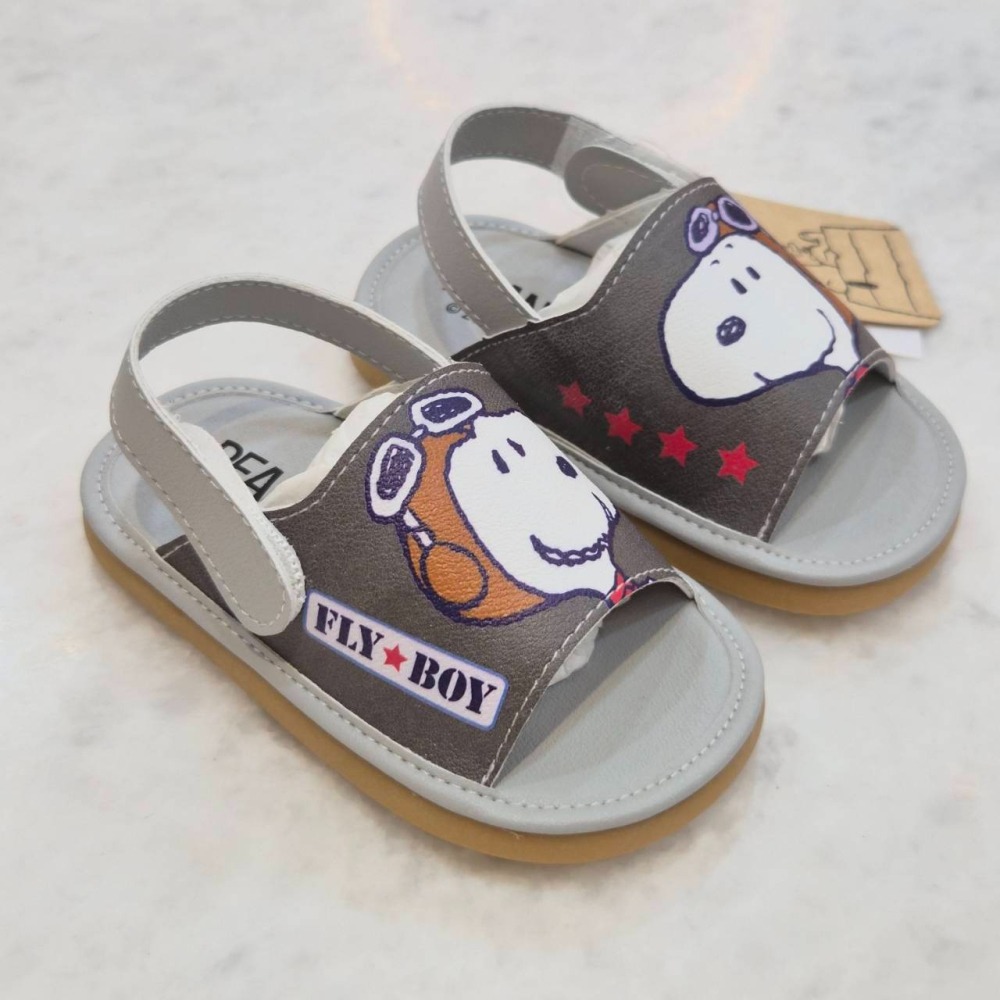 現貨 史努比兒童拖鞋 寶寶拖鞋 涼鞋 有聲音 正版 台灣製 嗶嗶鞋 灰色 室內拖鞋 學步鞋 S25019-細節圖3