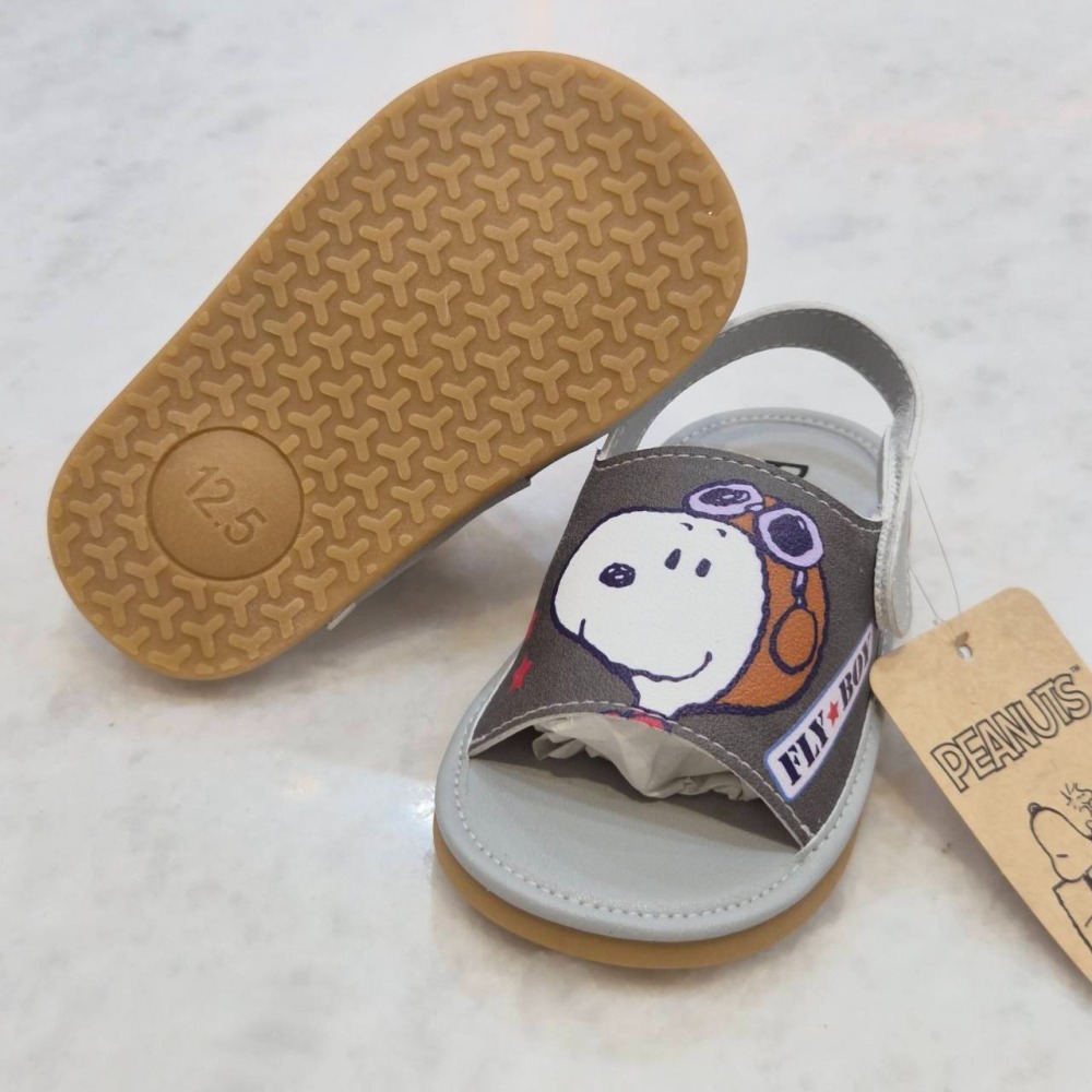 現貨 史努比兒童拖鞋 寶寶拖鞋 涼鞋 有聲音 正版 台灣製 嗶嗶鞋 灰色 室內拖鞋 學步鞋 S25019-細節圖4