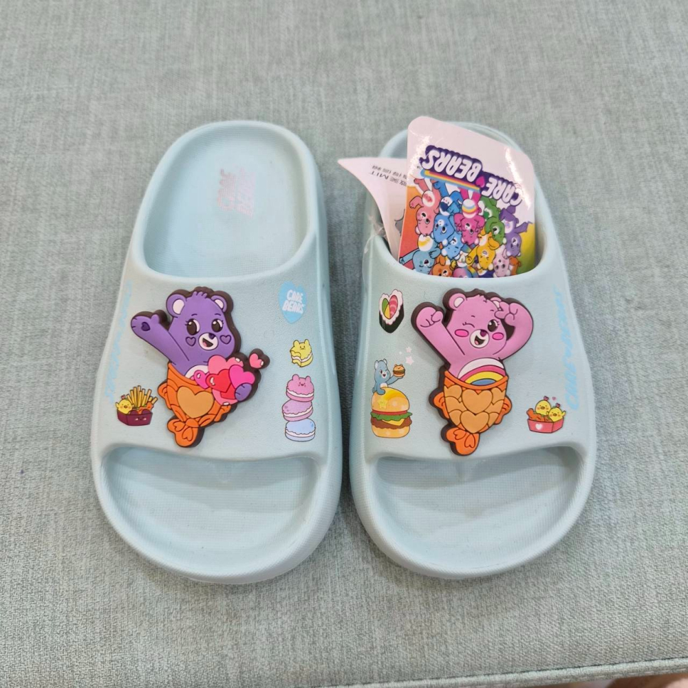 CAREBEARS 彩虹熊拖鞋 兒童拖鞋 防水拖鞋 台灣製 正版 女童拖鞋 大童 紫色 CB59815-細節圖2