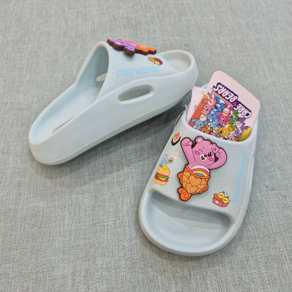 CAREBEARS 彩虹熊拖鞋 兒童拖鞋 防水拖鞋 台灣製 正版 女童拖鞋 大童 紫色 CB59815-細節圖4