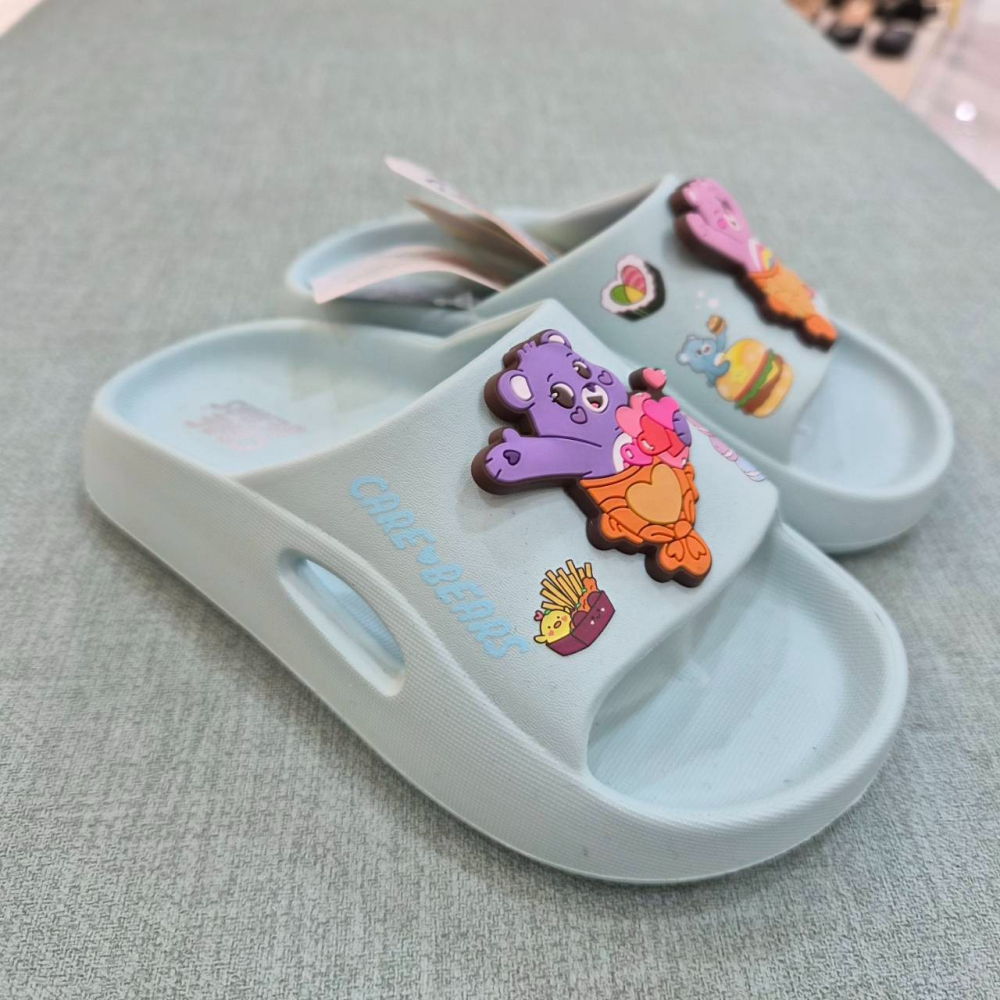 CAREBEARS 彩虹熊拖鞋 兒童拖鞋 防水拖鞋 台灣製 正版 女童拖鞋 大童 紫色 CB59815-細節圖5