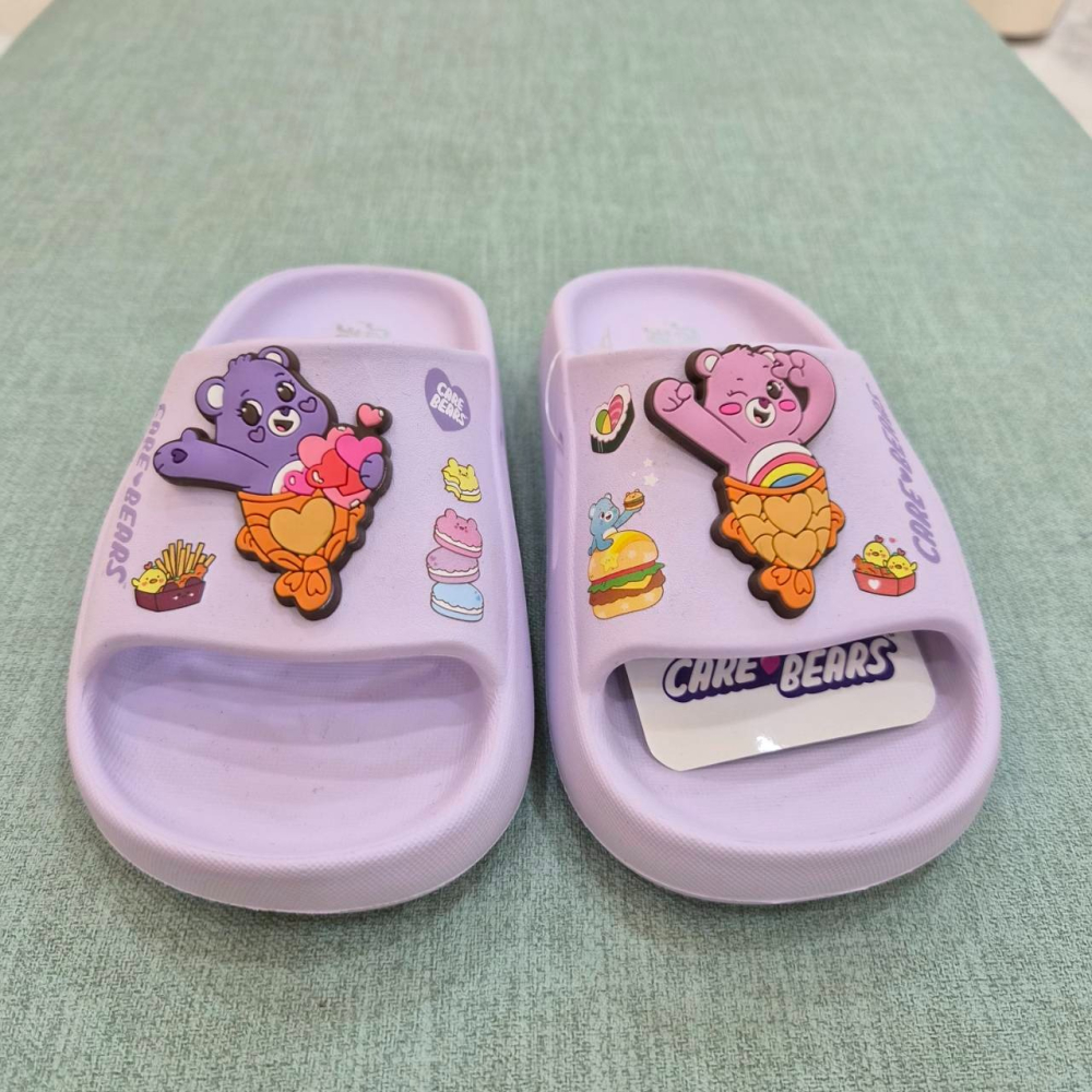 CAREBEARS 彩虹熊拖鞋 兒童拖鞋 防水拖鞋 台灣製 正版 女童拖鞋 大童 紫色 CB59815-細節圖7