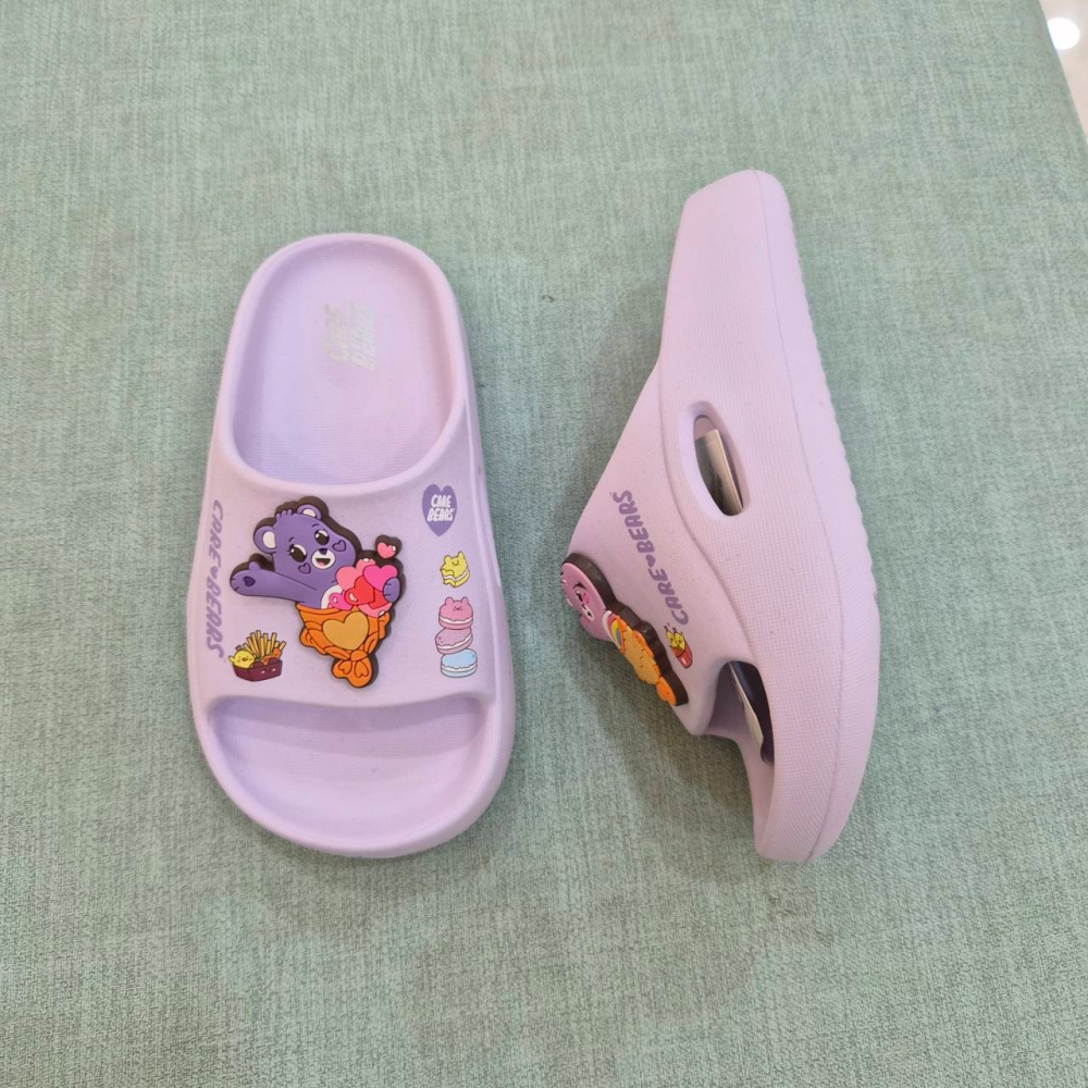 CAREBEARS 彩虹熊拖鞋 兒童拖鞋 防水拖鞋 台灣製 正版 女童拖鞋 大童 紫色 CB59815-細節圖8