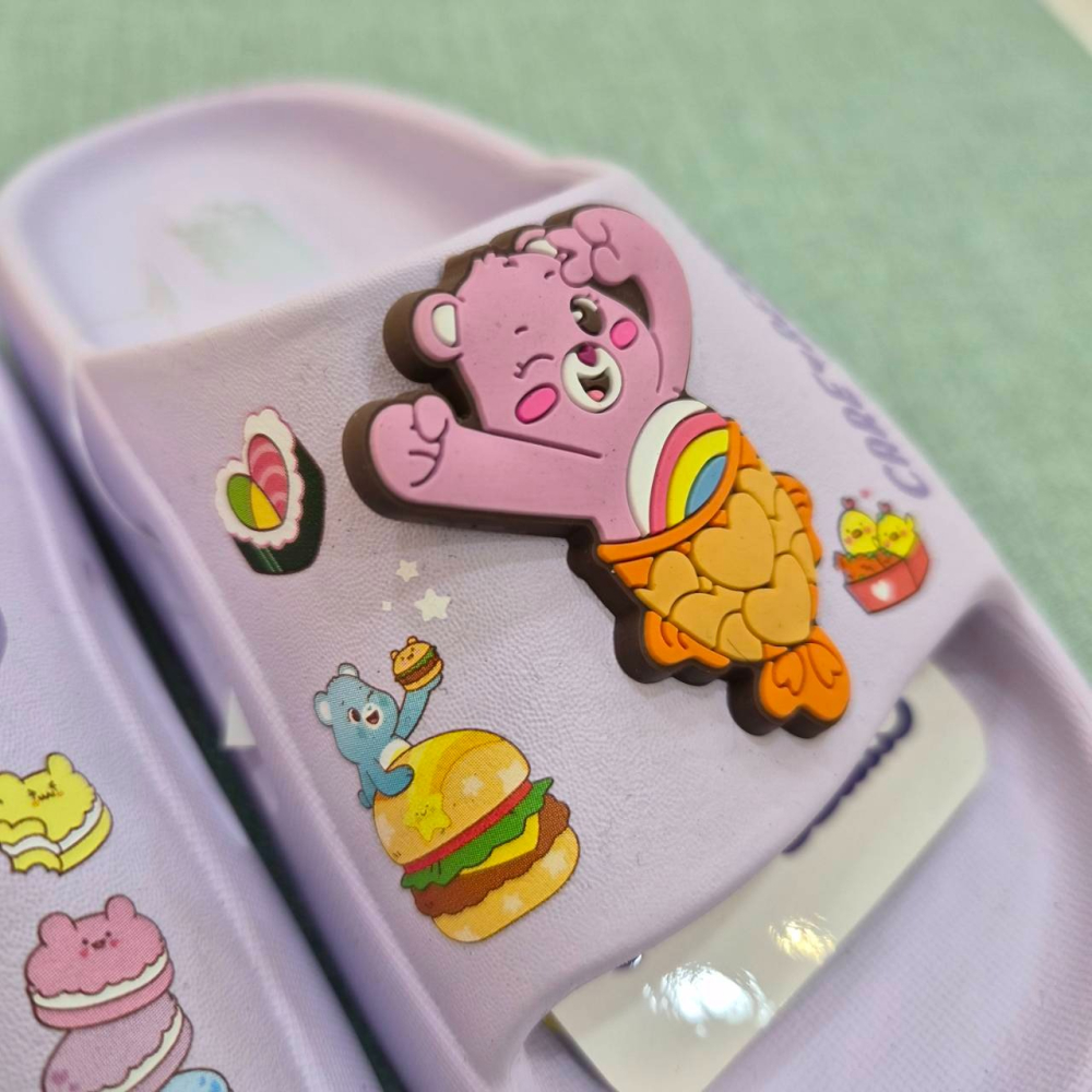 CAREBEARS 彩虹熊拖鞋 兒童拖鞋 防水拖鞋 台灣製 正版 女童拖鞋 大童 紫色 CB59815-細節圖9