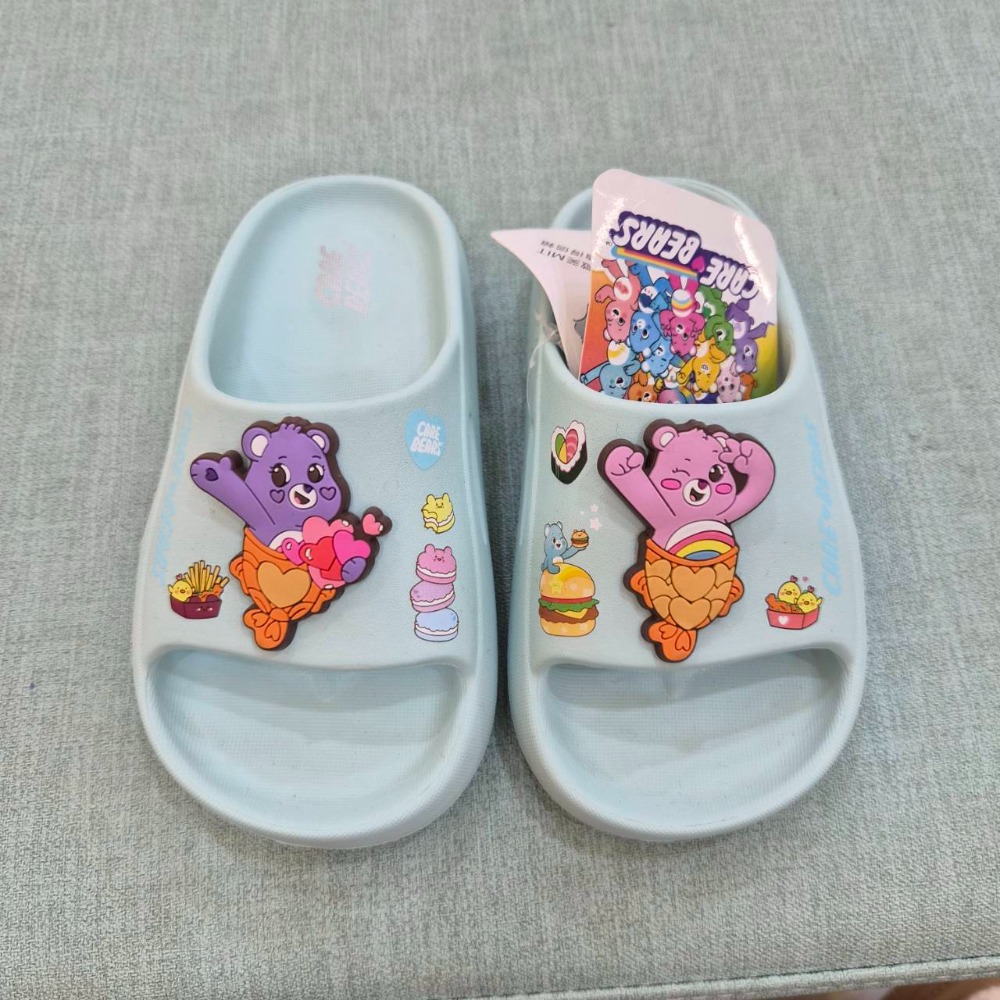 CAREBEARS 彩虹熊拖鞋 兒童拖鞋 防水拖鞋 台灣製 正版 女童拖鞋 大童 紫色 CB59815-規格圖10