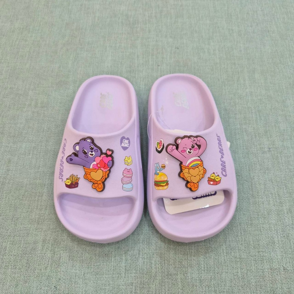 CAREBEARS 彩虹熊拖鞋 兒童拖鞋 防水拖鞋 台灣製 正版 女童拖鞋 大童 紫色 CB59815-規格圖10