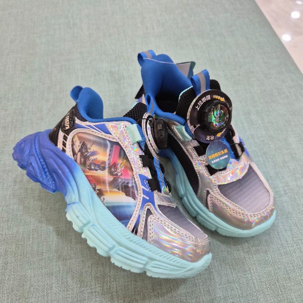 現貨 新幹線變型機器人 男童運動鞋 旋轉扣 正版授權 球鞋 藍色 轉轉鞋 57366 機器人-細節圖3