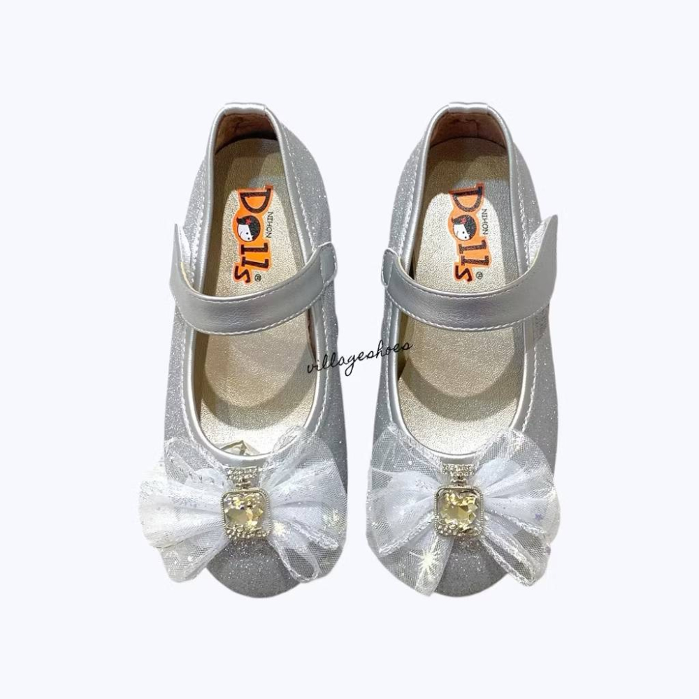 ✨現貨✨兒童 低跟2.5公分 娃娃鞋 公主鞋 台灣製 銀蔥 香水水鑽 網紗蝴蝶結 亮片 魔鬼氈 花童 女童 3506-細節圖2