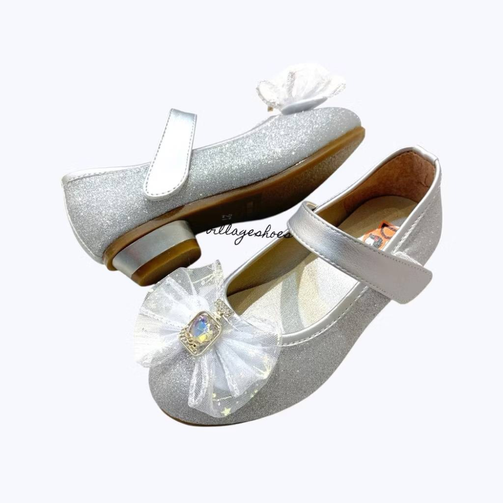 ✨現貨✨兒童 低跟2.5公分 娃娃鞋 公主鞋 台灣製 銀蔥 香水水鑽 網紗蝴蝶結 亮片 魔鬼氈 花童 女童 3506-細節圖3