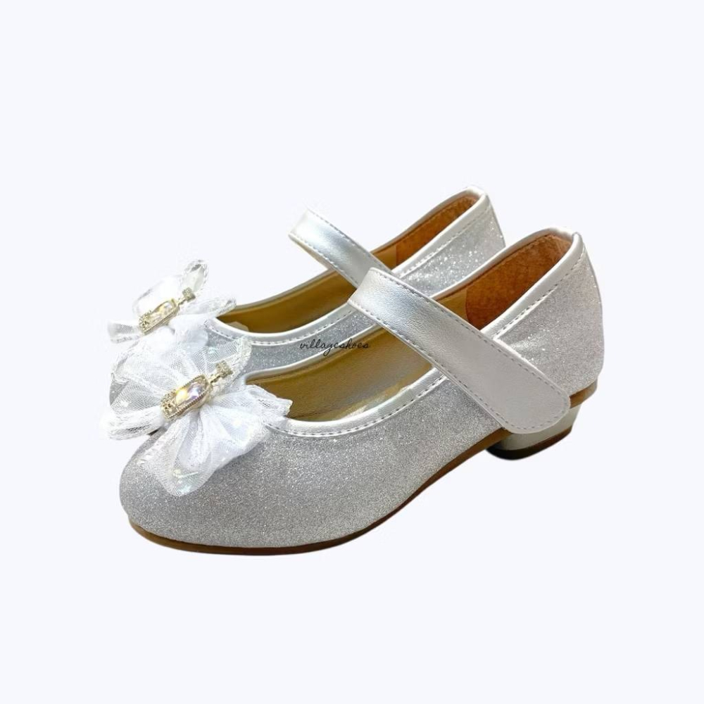 ✨現貨✨兒童 低跟2.5公分 娃娃鞋 公主鞋 台灣製 銀蔥 香水水鑽 網紗蝴蝶結 亮片 魔鬼氈 花童 女童 3506-細節圖4